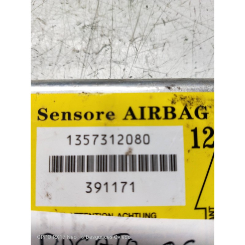 Recambio de centralita airbag para fiat ducato caja cerrada 35 (06.2006 =>) 3.0 jtd cat referencia OEM IAM 1357312080 391171 
