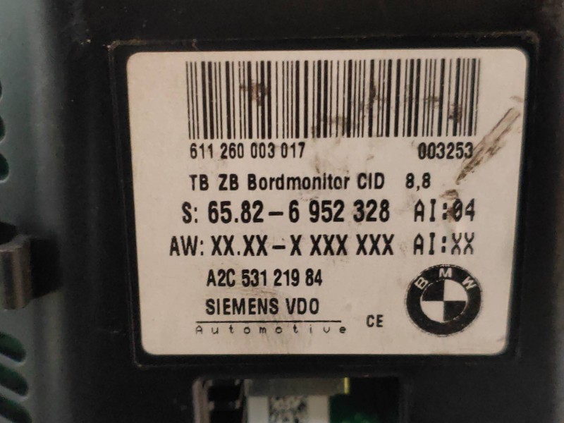 Recambio de pantalla multifuncion para bmw serie 5 berlina (e60) m5 referencia OEM IAM 65826952328 A2C53121984 SIEMENS VDO