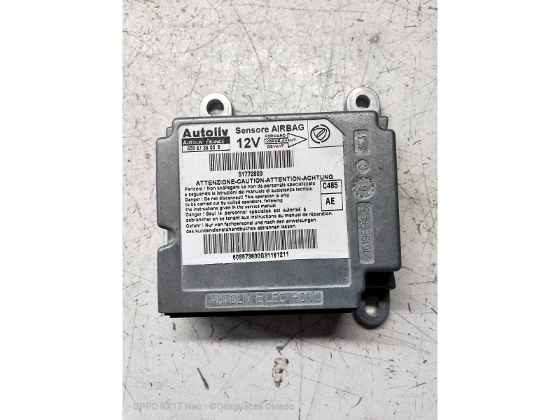 Recambio de centralita airbag para fiat doblo i cargo 1.3 16v jtd cat referencia OEM IAM 608673600E 51772803 