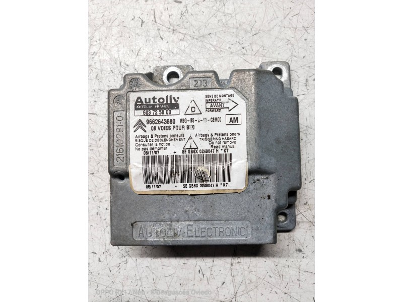 Recambio de centralita airbag para citroen c4 coupe collection referencia OEM IAM 603725800 9662643680 
