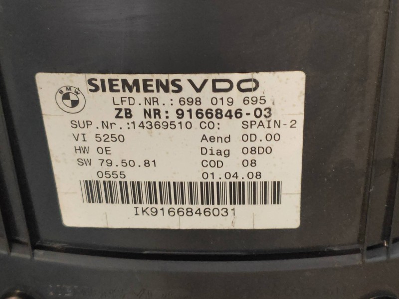 Recambio de cuadro instrumentos para bmw serie 3 coupe (e92) 320d referencia OEM IAM 916684603 698019695 A2C53286598 62109316127