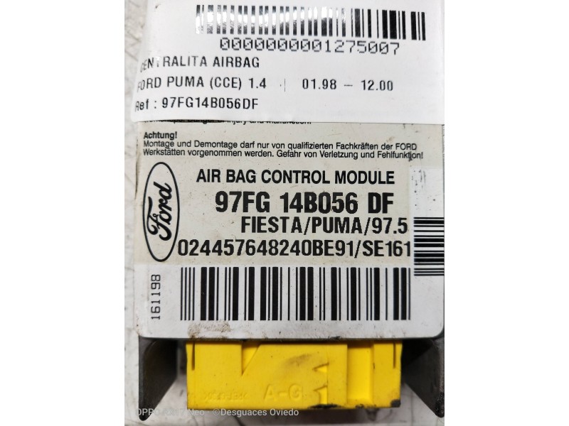 Recambio de centralita airbag para ford puma (cce) 1.4 referencia OEM IAM 97FG14B056DF  