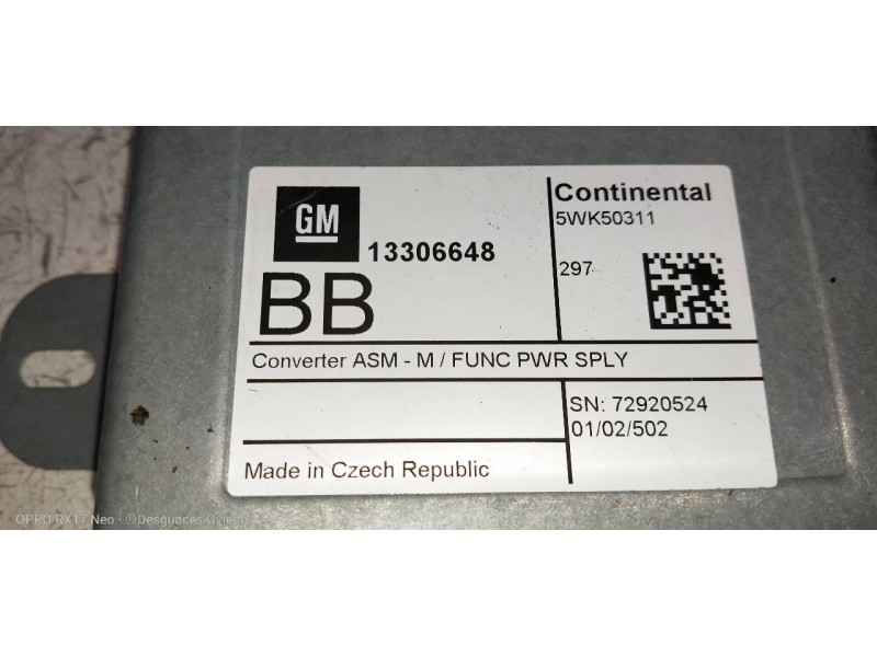 Recambio de modulo electronico para opel mokka x innovation start/stop referencia OEM IAM 13306648 5WK50311 