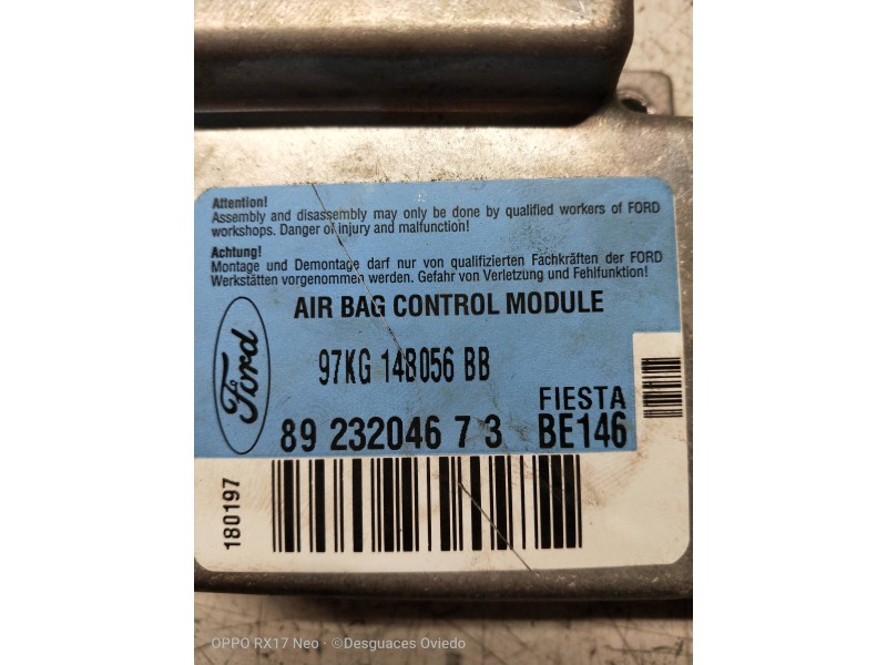 Recambio de centralita airbag para ford ka (ccq) 1.3 cat referencia OEM IAM 97KG14B056BB BE146 8923204673