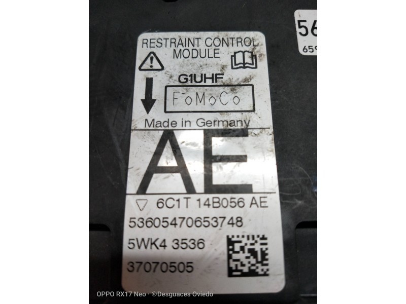 Recambio de centralita airbag para ford transit combi ´06 referencia OEM IAM 5WK43536 6C1T14B056AE  Recambio de centralita airbag para ford transit combi ´06 referencia OEM IAM 5WK43536 6C1T14B056AE