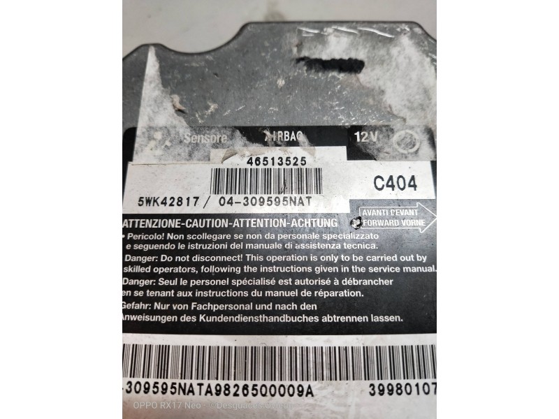 Recambio de centralita airbag para fiat multipla (186) referencia OEM IAM 5WK42817 46513525 