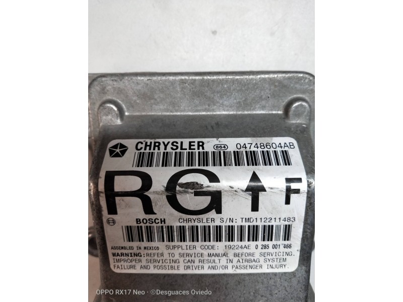 Recambio de centralita airbag para chrysler voyager (rg) referencia OEM IAM 0285001466 04748604AB  Recambio de centralita airbag para chrysler voyager (rg) referencia OEM IAM 0285001466 04748604AB