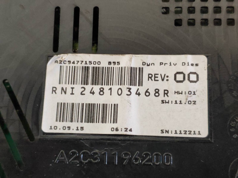 Recambio de cuadro instrumentos para renault megane iii berlina 5 p business referencia OEM IAM A2C94771500 248103468R A2C947715