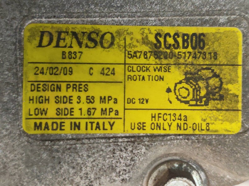 Recambio de compresor aire acondicionado para ford ka (ccu) titanium referencia OEM IAM 51747318 5A7875220 SCSB06