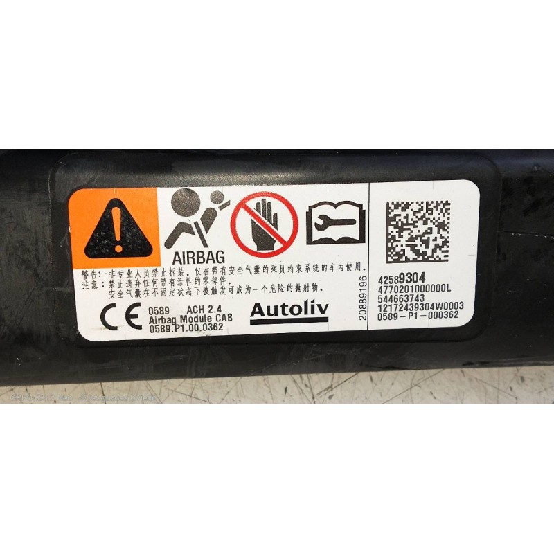 Recambio de airbag cortina delantero izquierdo para opel mokka x innovation start/stop referencia OEM IAM 42589304 544663743 