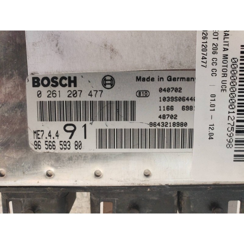 Recambio de centralita motor uce para peugeot 206 cc cc referencia OEM IAM 0261207477 9643218980 9656659380 91 BOSCH