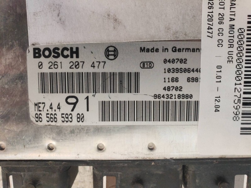 Recambio de centralita motor uce para peugeot 206 cc cc referencia OEM IAM 0261207477 9643218980 9656659380 91 BOSCH