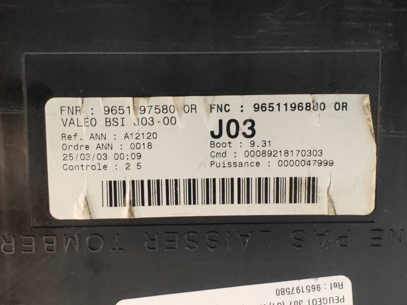 Recambio de caja reles / fusibles para peugeot 307 (s1) xt referencia OEM IAM 965197580 9651196880 BSIJ0300