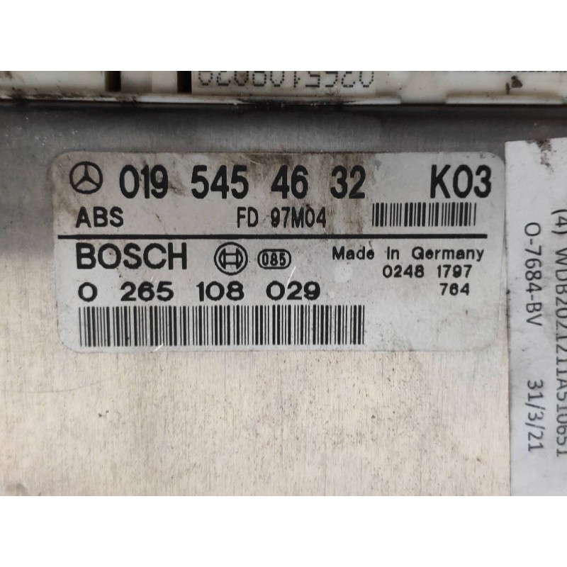 Recambio de centralita abs para mercedes clase c (w202) berlina 220 diesel (202.121) referencia OEM IAM 0265108029 0195454632 
