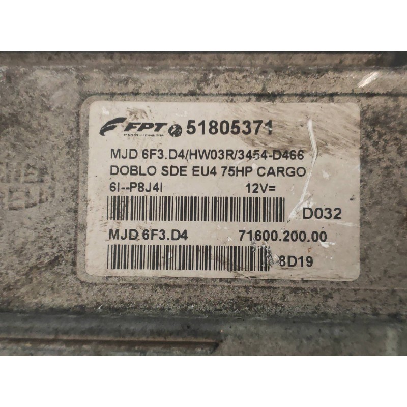 Recambio de centralita motor uce para fiat doblo cargo (223) 1.3 jtd referencia OEM IAM 51805371 MJD6F3D4 7160020000