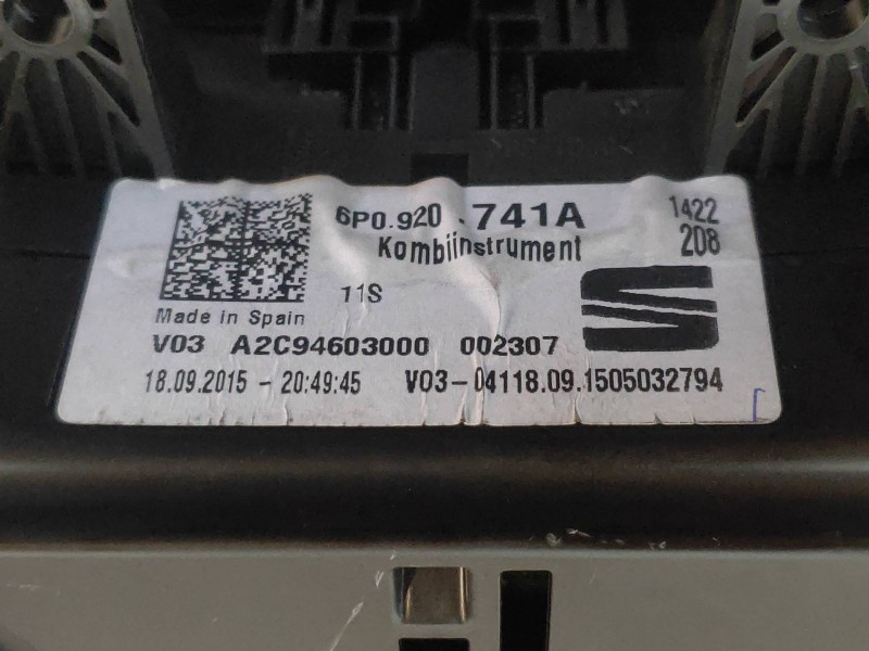 Recambio de cuadro instrumentos para seat ibiza (6p1) fr referencia OEM IAM 6P0920741A A2C94603000 