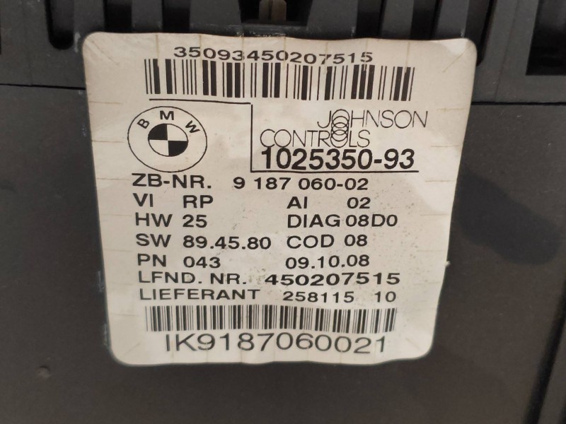 Recambio de cuadro instrumentos para bmw serie 3 berlina (e90) 320d referencia OEM IAM 102535093 918706002 450207515