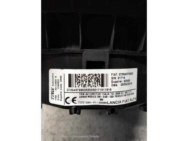 Recambio de airbag delantero izquierdo para fiat ducato caja cerrada 33 (06.2006 =>) 2.3 jtd cat referencia OEM IAM 34173897 078