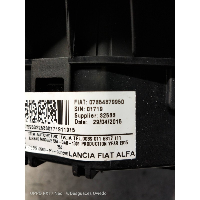 Recambio de airbag delantero izquierdo para fiat ducato caja cerrada 33 (06.2006 =>) 2.3 jtd cat referencia OEM IAM 34173897 078