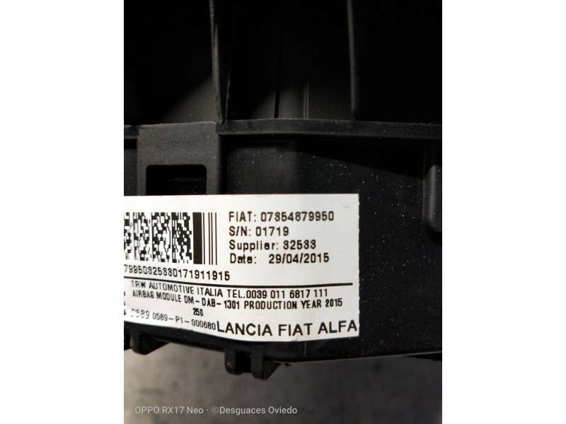 Recambio de airbag delantero izquierdo para fiat ducato caja cerrada 33 (06.2006 =>) 2.3 jtd cat referencia OEM IAM 34173897 078