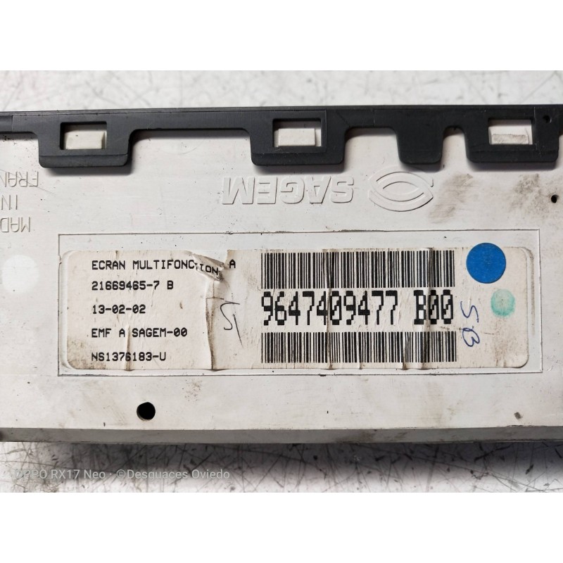 Recambio de pantalla multifuncion para citroen c3 1.4 sx plus referencia OEM IAM 9647409477 216694657B 