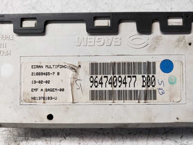 Recambio de pantalla multifuncion para citroen c3 1.4 sx plus referencia OEM IAM 9647409477 216694657B 