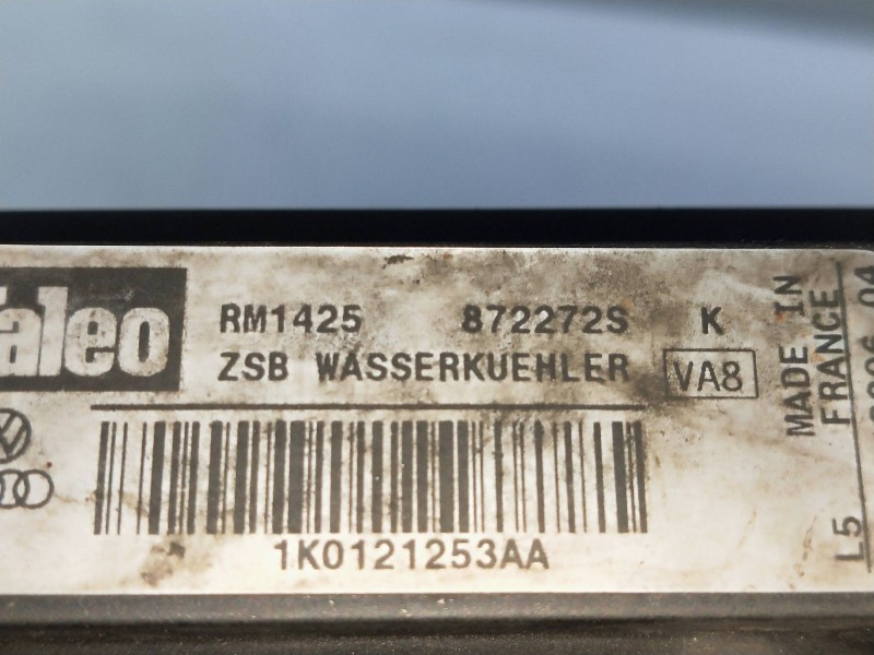 Recambio de radiador agua para skoda octavia berlina (1z3) 1.9 tdi dpf referencia OEM IAM 1K0121253AA 872272S 