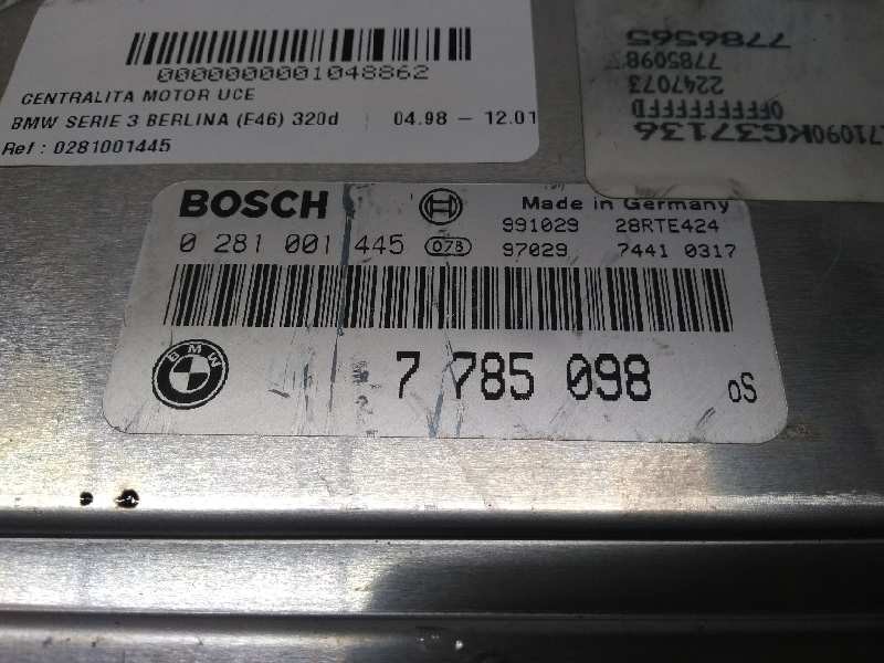 Recambio de centralita motor uce para bmw serie 3 berlina (e46) 320d referencia OEM IAM 0281001445 7785098 13617788359 Recambio de centralita motor uce para bmw serie 3 berlina (e46) 320d referencia OEM IAM 0281001445 7785098 13617788359