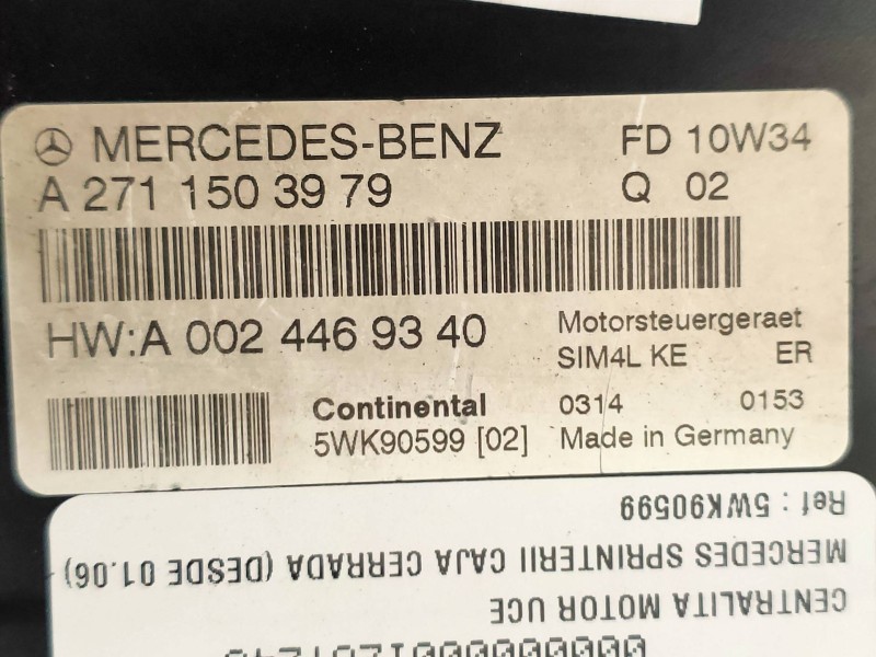 Recambio de centralita motor uce para mercedes sprinterii caja cerrada (desde 01.06) 216 (906.613) referencia OEM IAM 5WK90599 A