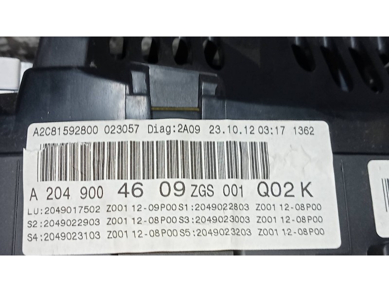 Recambio de cuadro instrumentos para mercedes clase c (w204) familiar c 200 t cdi blueefficiency (204.201) referencia OEM IAM A2