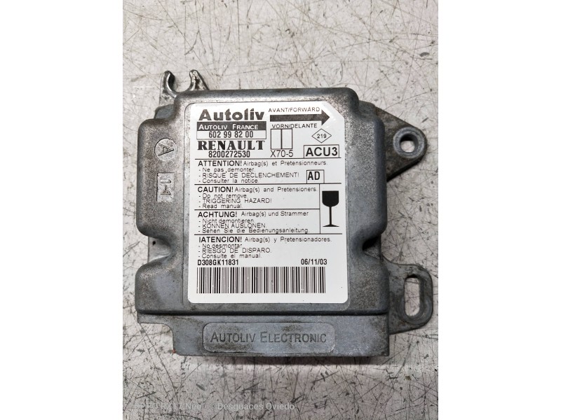 Recambio de kit airbag para renault master ii phase 2 caja cerrada l1h1 caja cerrada 3.3 to referencia OEM IAM   