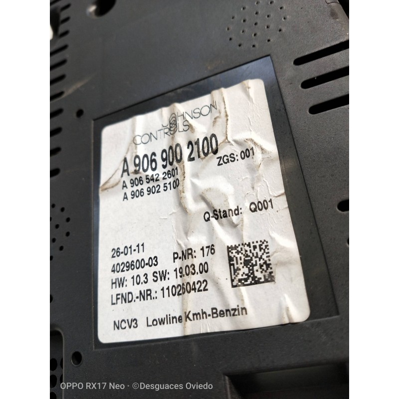 Recambio de cuadro instrumentos para mercedes sprinterii caja cerrada (desde 01.06) 216 (906.613) referencia OEM IAM A9069002100