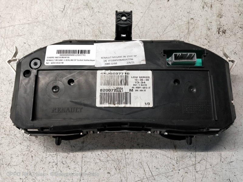 Recambio de cuadro instrumentos para renault megane ii berlina 5p confort authentique referencia OEM IAM 8200720321M  