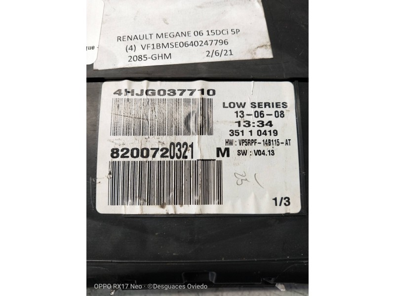 Recambio de cuadro instrumentos para renault megane ii berlina 5p confort authentique referencia OEM IAM 8200720321M  