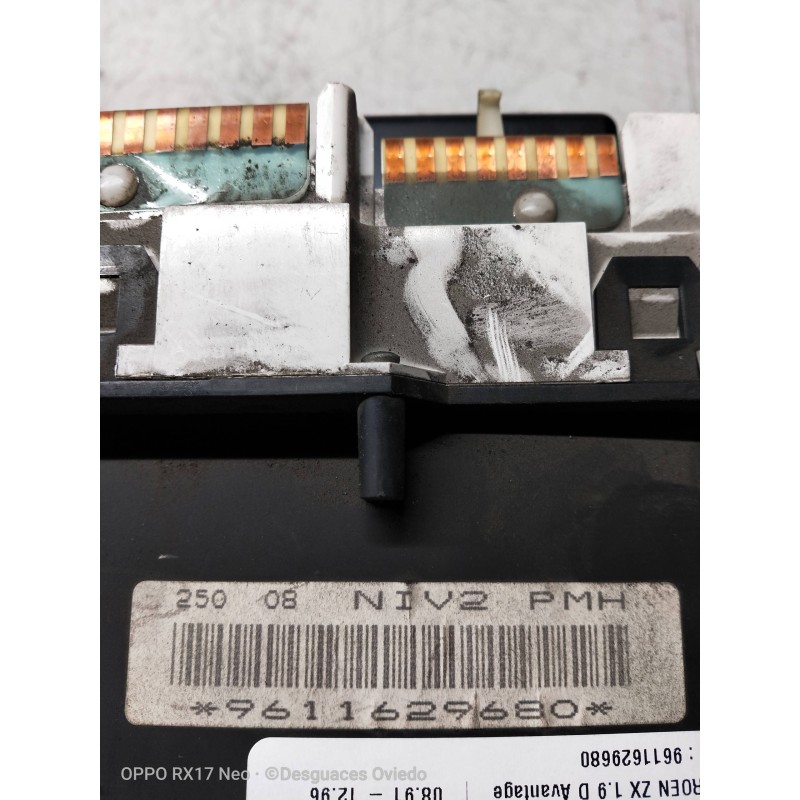 Recambio de cuadro instrumentos para citroen zx 1.9 d avantage referencia OEM IAM 9611629680  