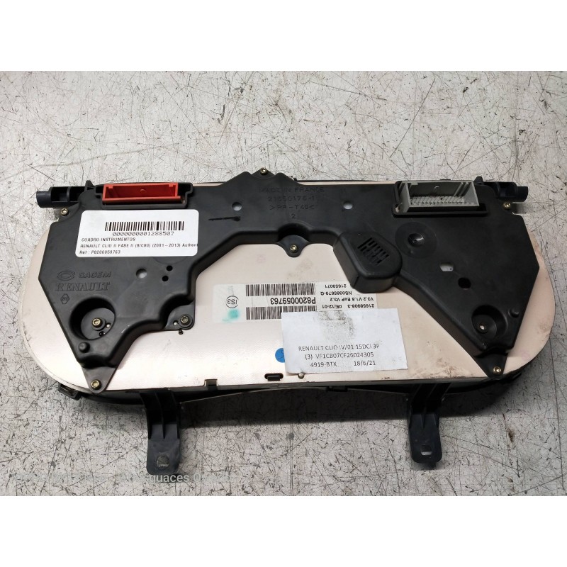 Recambio de cuadro instrumentos para renault clio ii fase ii (b/cb0) authentique referencia OEM IAM P8200059763 NS0385679G 