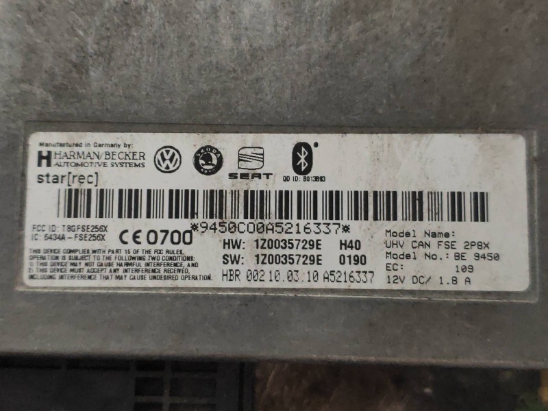 Recambio de modulo electronico para seat leon (1p1) comfort limited referencia OEM IAM 1Z0035729E BE9450 6434AFSE256X