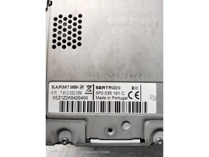Recambio de sistema navegacion gps para seat leon (1p1) comfort limited referencia OEM IAM 5P0035191C  