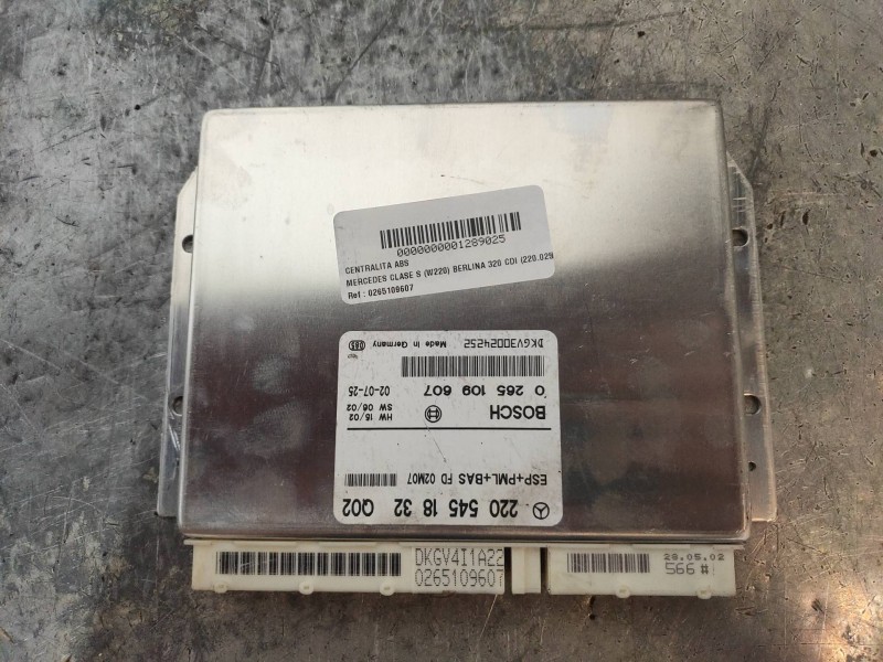 Recambio de centralita abs para mercedes clase s (w220) berlina 320 cdi (220.025) referencia OEM IAM 0265109607 2205451832 