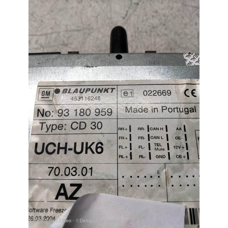 Recambio de sistema audio / radio cd para opel astra h berlina 1.7 16v cdti referencia OEM IAM 93180959  