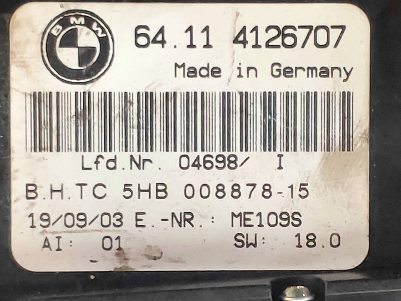 Recambio de mando calefaccion / aire acondicionado para bmw serie 3 berlina (e46) 320d referencia OEM IAM 64114126707 5HB0088781