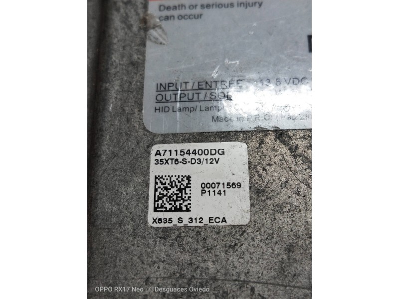 Recambio de centralita faros xenon para jaguar xf 2.2 diesel referencia OEM IAM A71154400DG 35XT6SD3  Recambio de centralita faros xenon para jaguar xf 2.2 diesel referencia OEM IAM A71154400DG 35XT6SD3