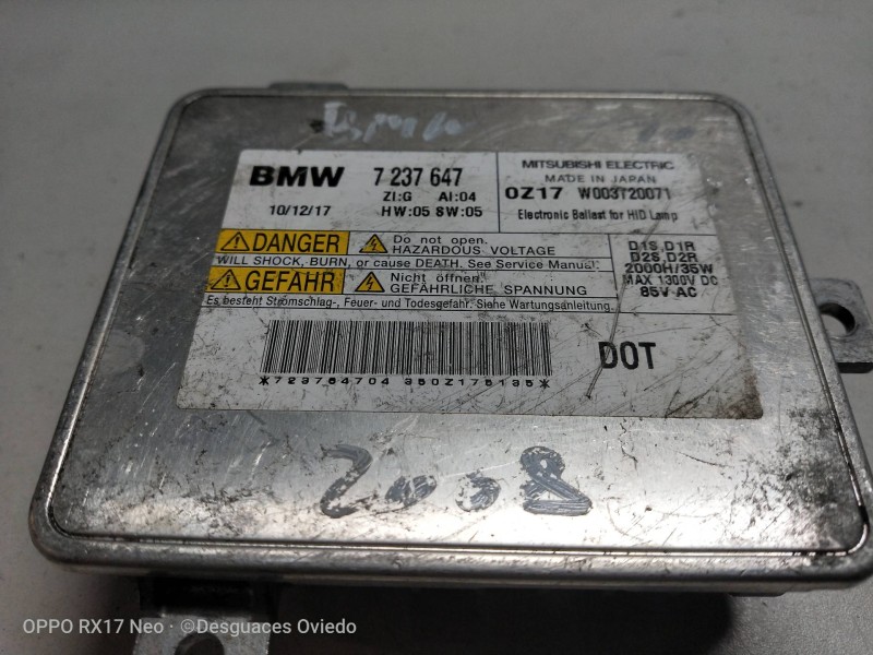 Recambio de centralita faros xenon para bmw serie 5 lim. (f10) referencia OEM IAM 7237647 W003720071 