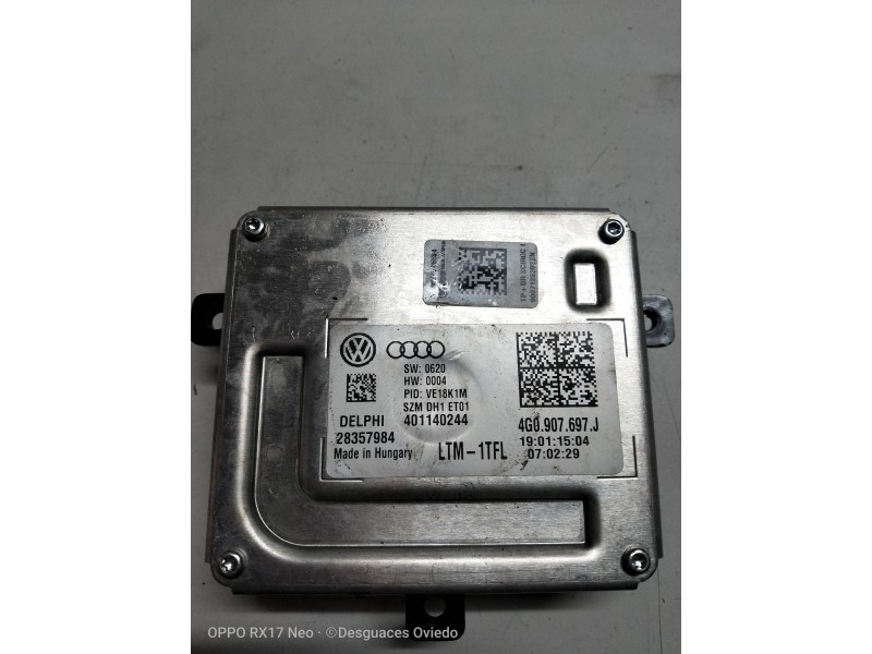 Recambio de centralita faros xenon para volkswagen scirocco (137) referencia OEM IAM 4G0907697J 28357984  Recambio de centralita faros xenon para volkswagen scirocco (137) referencia OEM IAM 4G0907697J 28357984