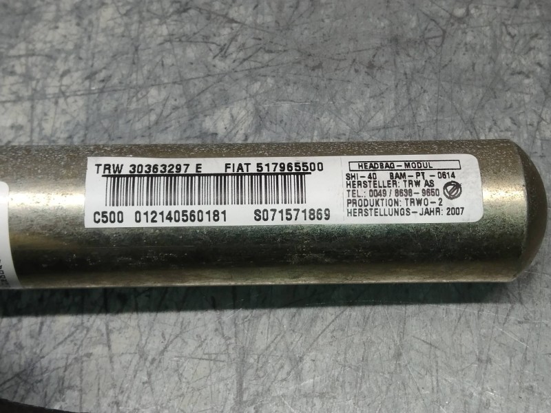 Recambio de airbag cortina delantero derecho para fiat grande punto (199) 1.4 16v active referencia OEM IAM 517965500 30363297E 