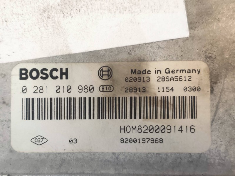 Recambio de centralita motor uce para renault scenic rx4 (ja0) 1.9 dci referencia OEM IAM 0281010980 HOM8200091416 8200197968