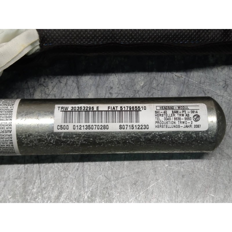 Recambio de airbag cortina delantero izquierdo para fiat grande punto (199) 1.4 16v active referencia OEM IAM 517965510 30363296