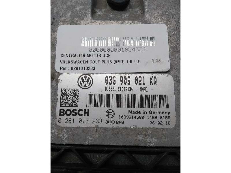 Recambio de centralita motor uce para volkswagen golf plus (5m1) 1.9 tdi referencia OEM IAM 0281013233 03G906021KQ EDC16U34
