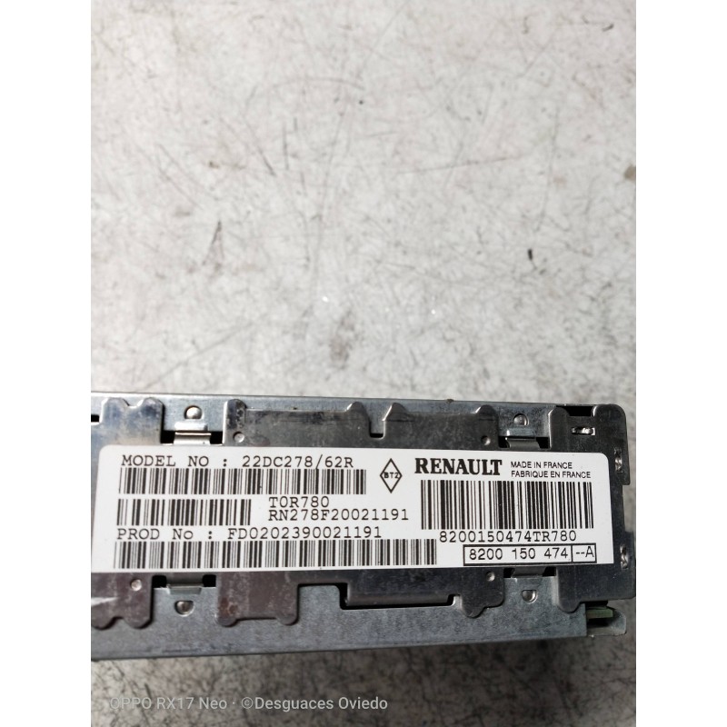Recambio de sistema audio / radio cd para renault scenic rx4 (ja0) 1.9 dci referencia OEM IAM 8200150474 22DC27862R 