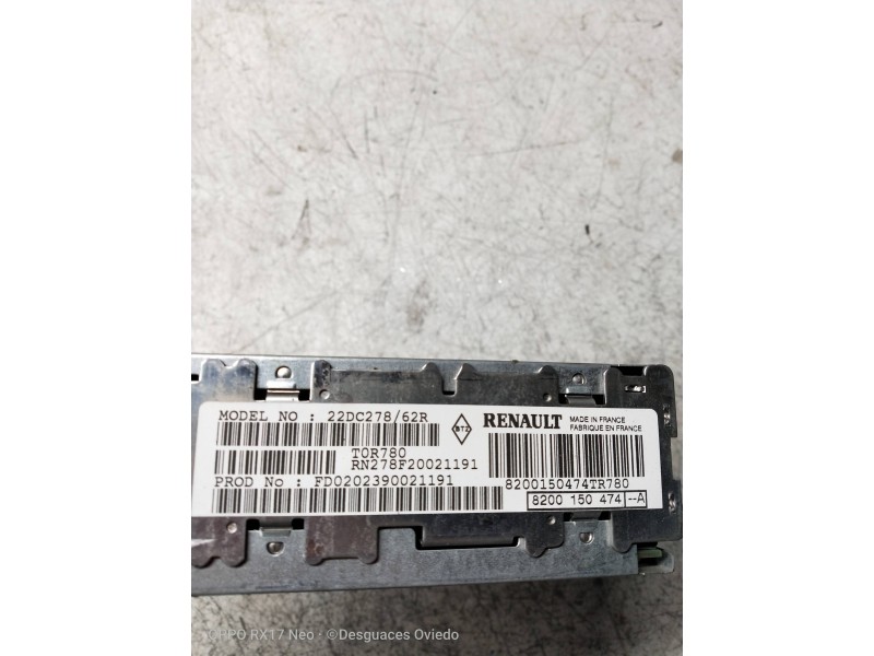 Recambio de sistema audio / radio cd para renault scenic rx4 (ja0) 1.9 dci referencia OEM IAM 8200150474 22DC27862R 